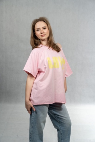 Bluzka oversize „LOVE" - jasny róż