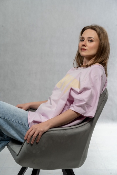 Bluzka oversize „LOVE" - jasny róż