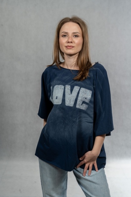 Bluzka oversize „LOVE" - granatowa