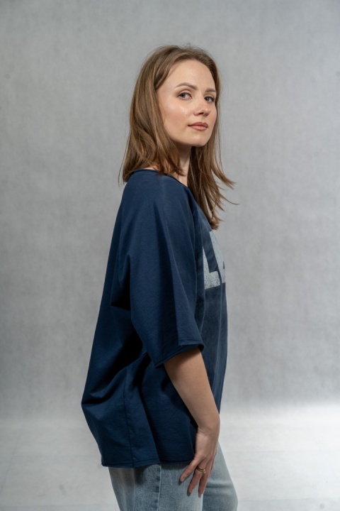 Bluzka oversize „LOVE" - granatowa