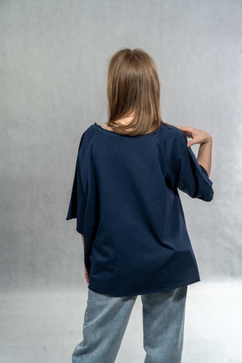 Bluzka oversize „LOVE" - granatowa