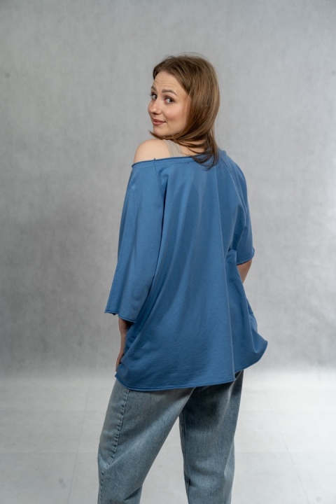 Bluzka oversize „LOVE" - niebieska