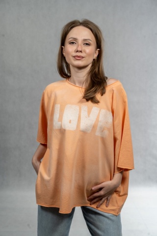 Bluzka oversize „LOVE" - pomarańczowa