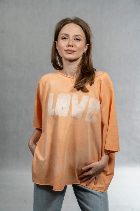 Bluzka oversize „LOVE" - pomarańczowa