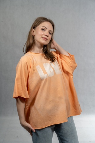 Bluzka oversize „LOVE" - pomarańczowa