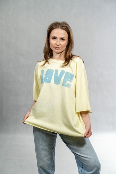Bluzka oversize „LOVE" - żółta