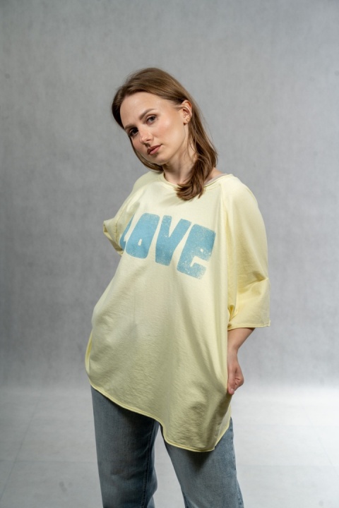 Bluzka oversize „LOVE" - żółta