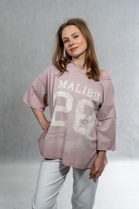 Bluzka oversize MALIBU 28 - Pudrowy Róż