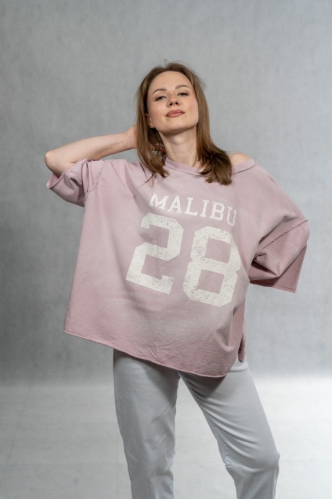 Bluzka oversize MALIBU 28 - Pudrowy Róż