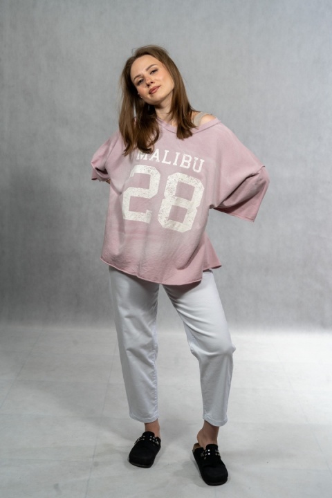 Bluzka oversize MALIBU 28 - Pudrowy Róż