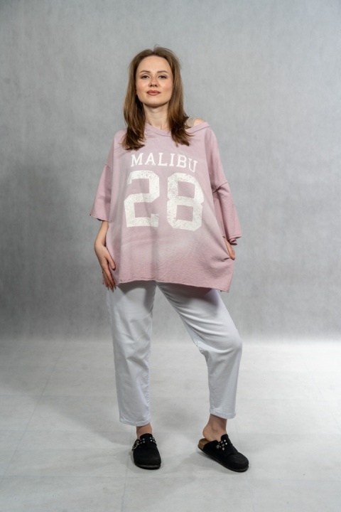 Bluzka oversize MALIBU 28 - Pudrowy Róż
