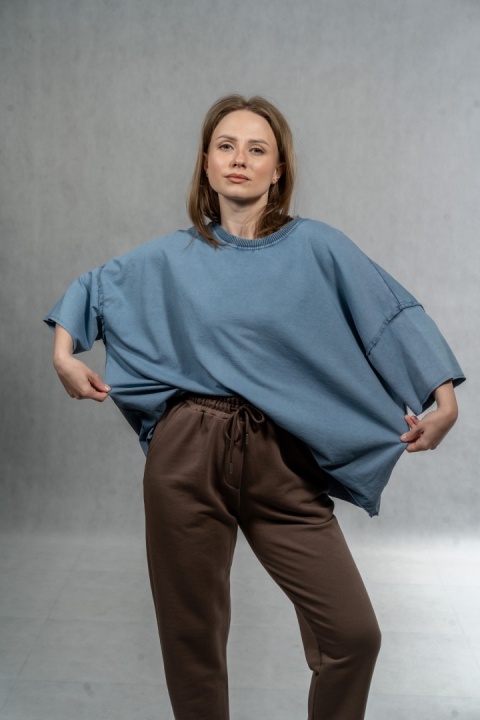 Bluzka oversize MUJEA - Dusty Blue