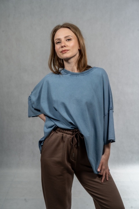 Bluzka oversize MUJEA - Dusty Blue