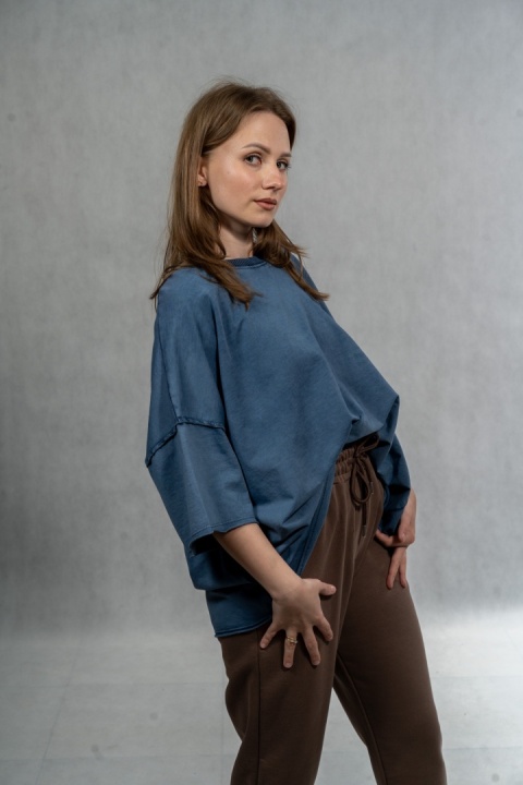 Bluzka oversize MUJEA - Steel Denim