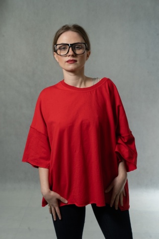 Bluzka oversize MUJEA - Czerwona
