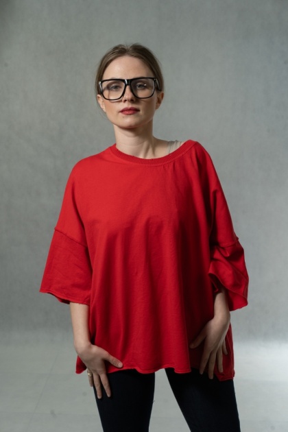 Bluzka oversize MUJEA - Czerwona