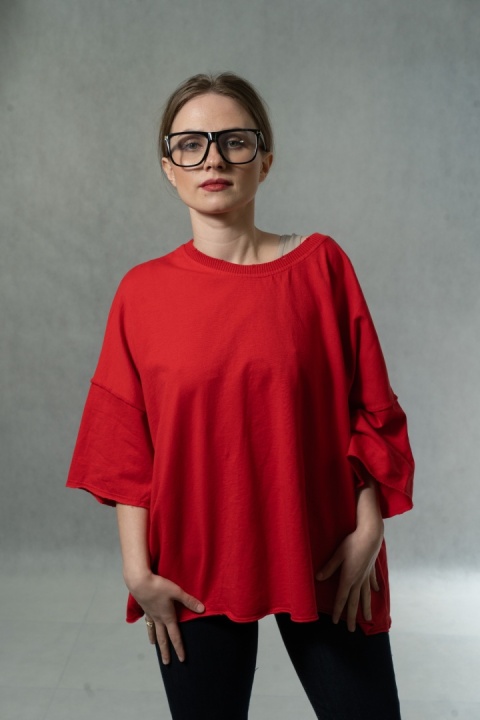Bluzka oversize MUJEA - Czerwona