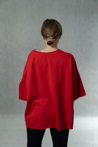 Bluzka oversize MUJEA - Czerwona