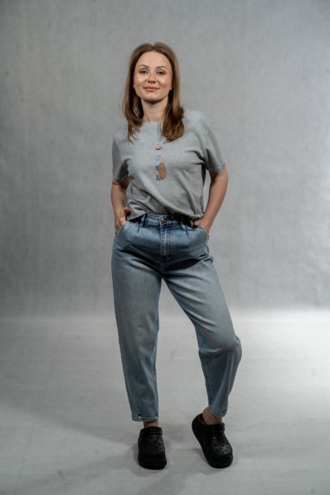 Jeansy Balloon AD'ORO - Light Blue Denim