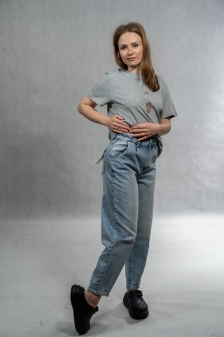 Jeansy Balloon AD'ORO - Light Blue Denim