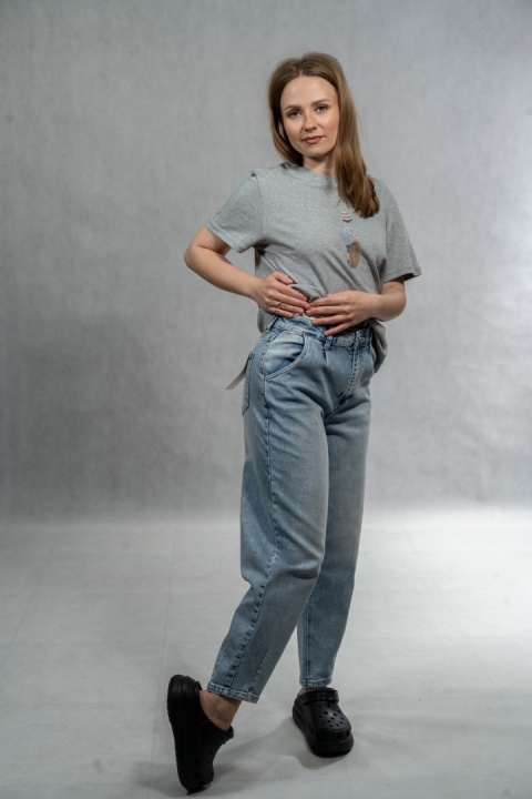 Jeansy Balloon AD'ORO - Light Blue Denim