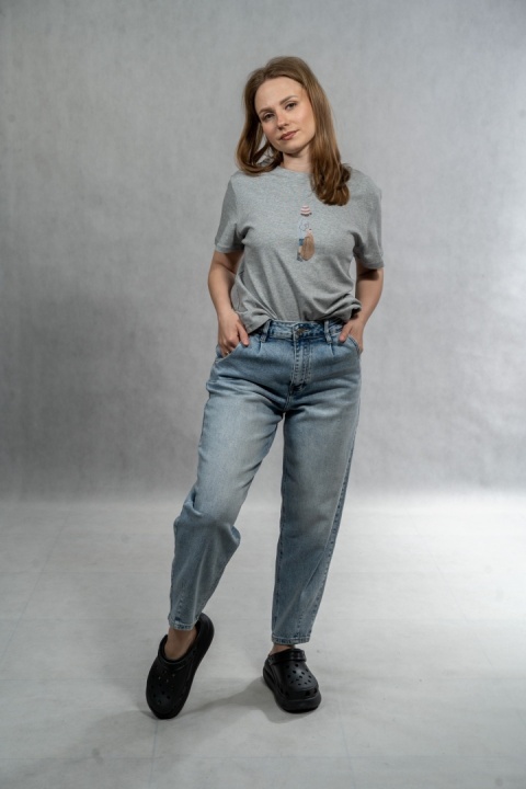 Jeansy Balloon AD'ORO - Light Blue Denim