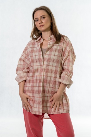 Koszula bawełniana w kratę – oversize