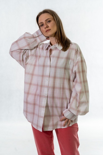 Koszula oversize w kratę - 100% bawełna