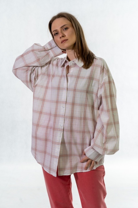 Koszula oversize w kratę - 100% bawełna