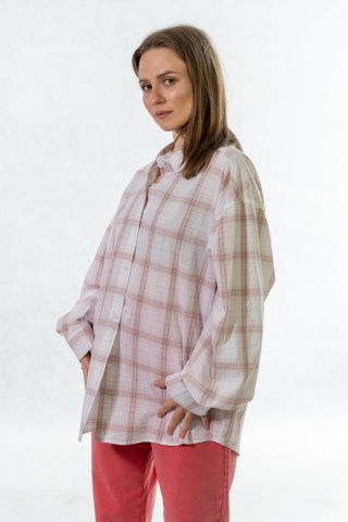 Koszula oversize w kratę - 100% bawełna