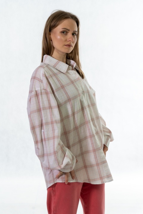 Koszula oversize w kratę - 100% bawełna