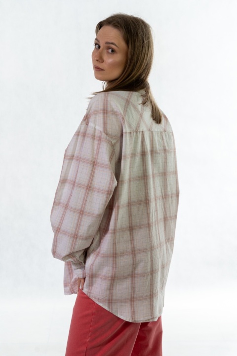 Koszula oversize w kratę - 100% bawełna