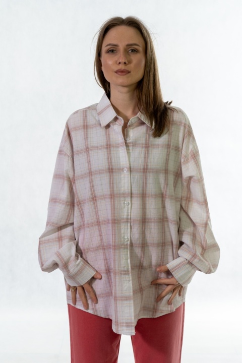 Koszula oversize w kratę - 100% bawełna