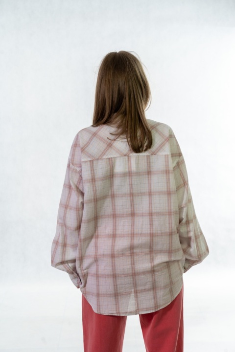 Koszula oversize w kratę - 100% bawełna