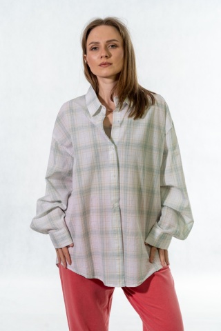 Koszula oversize w kratę - 100% bawełna