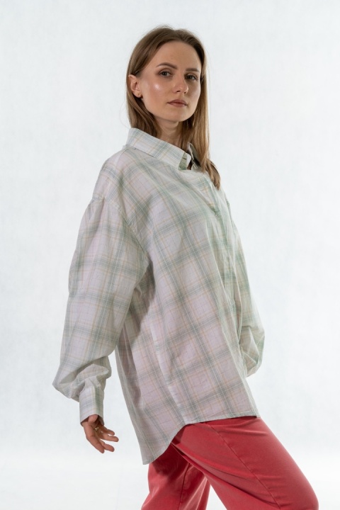 Koszula oversize w kratę - 100% bawełna