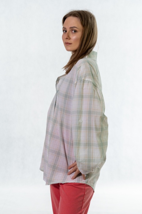 Koszula oversize w kratę - 100% bawełna