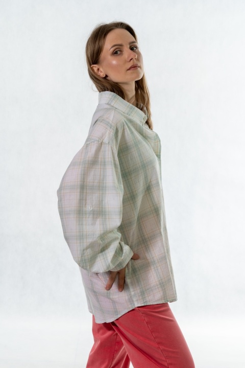 Koszula oversize w kratę - 100% bawełna