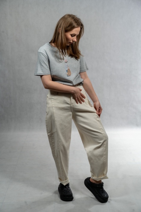 Jeansy Balloon Fit M.Sara - ecru