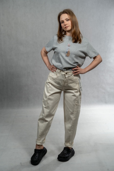 Jeansy Balloon Fit M.Sara - ecru