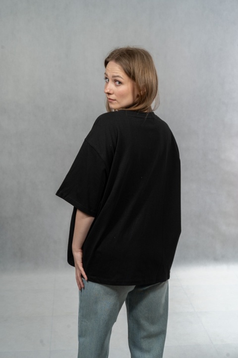 T-shirt Casual Kitty Patch Tee - Czarny