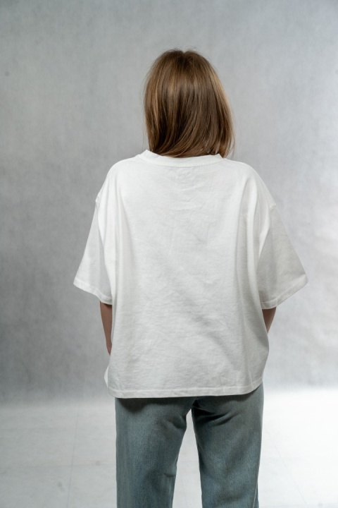 T-shirt „Line Face" Basic - Biały