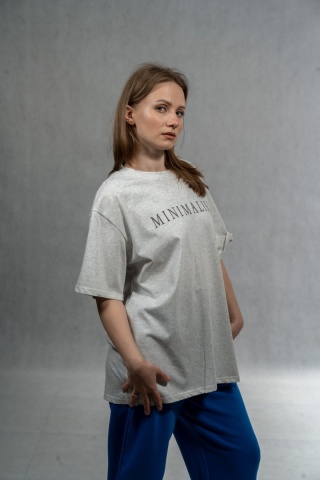 T-shirt damski JOY „Minimalist” - Jazny szary melanż