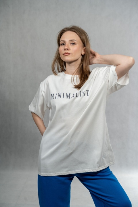 T-shirt damski JOY „Minimalist" - Śmietankowy