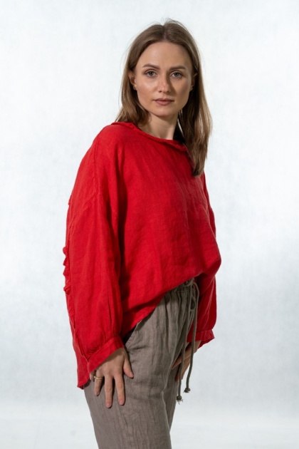 Bluzka lniana Gioya & Co. - Flame red