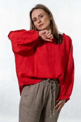 Bluzka lniana Gioya & Co. - Flame red
