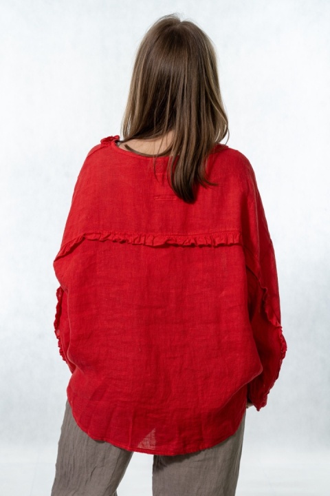 Bluzka lniana Gioya & Co. - Flame red