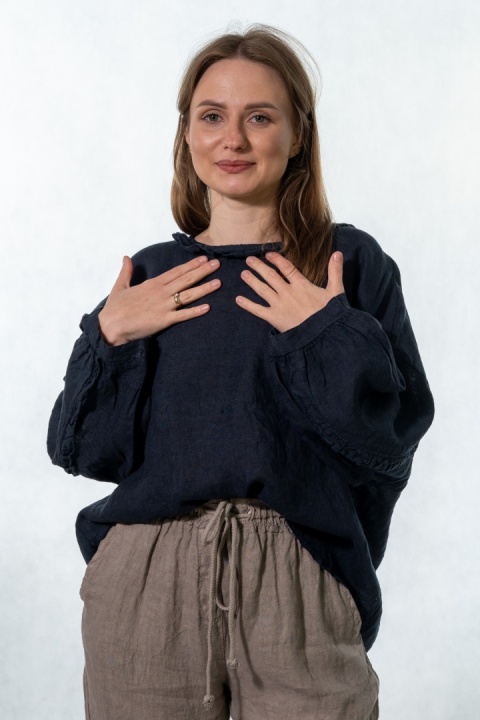 Bluzka lniana Gioya & Co. - Blu