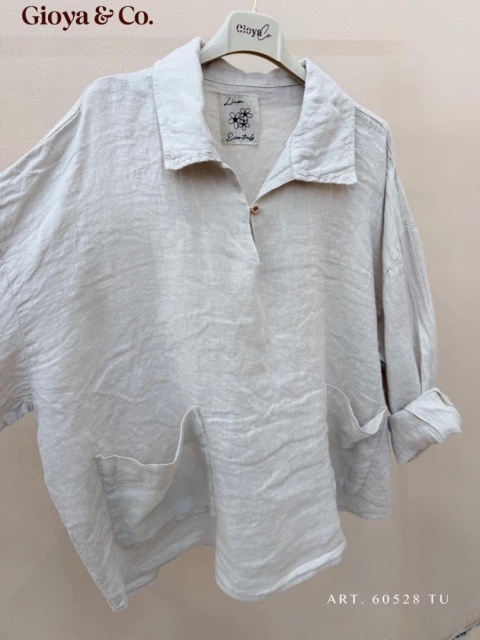 Bluzka lniana oversize Gioya & Co. - Cipria