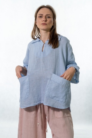 Bluzka lniana oversize Gioya & Co. - Cielo